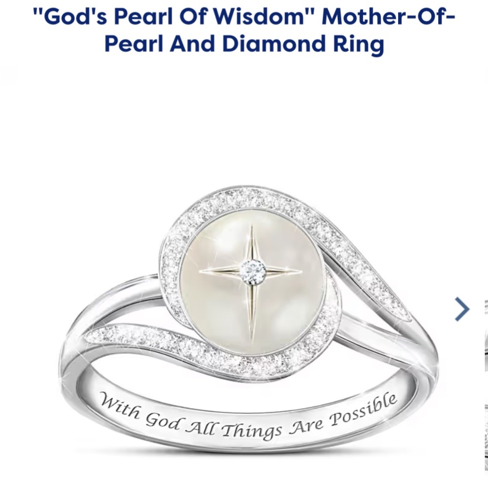 Genuine diamond/sterling silver/Mother-of-Pearl “Mother’s” ring.